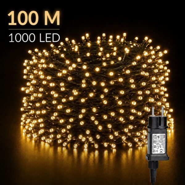 Luci di natale da esterno e interno 100 metri 1000 led bianco caldo