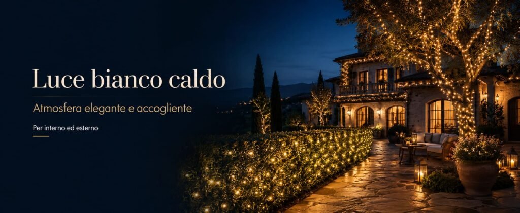 Luci di natale bianco caldo prolungabili a corrente