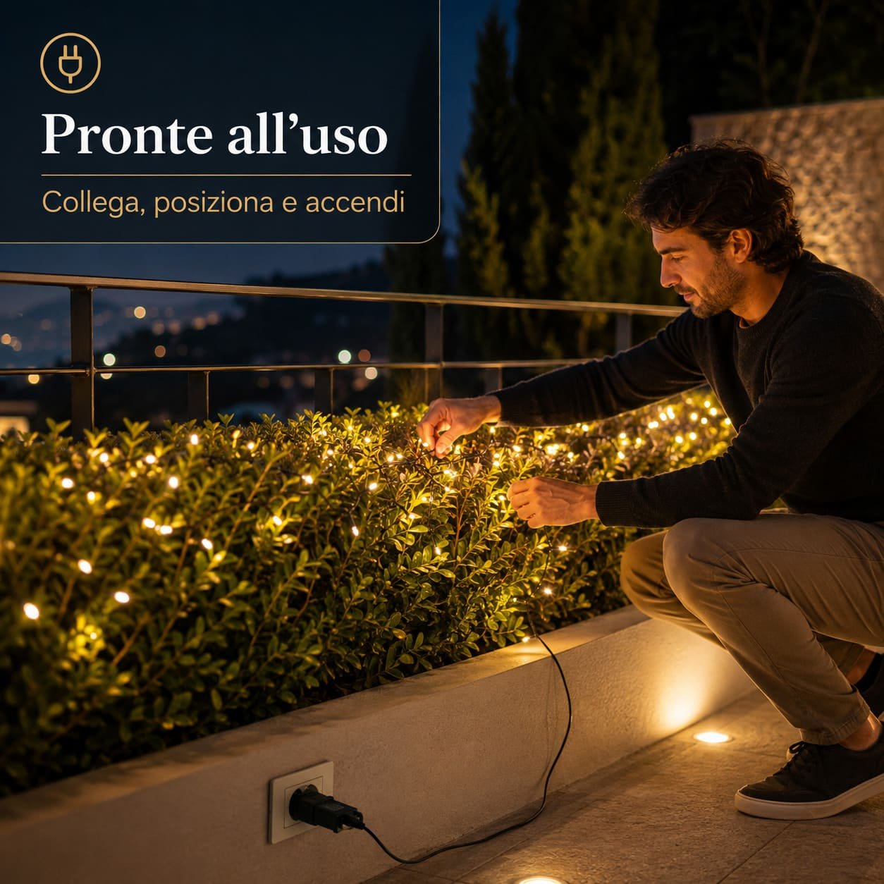 Facilità nel montaggio delle nostre luci di natale da esterno 30 metri, 300 led bianco caldo