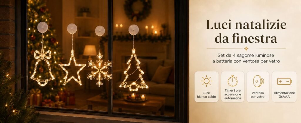 Luci di natale con ventosa per finestre, informazioni utili sul funzionamento