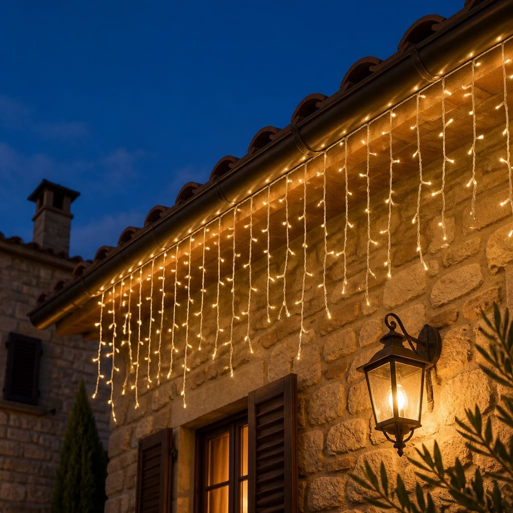 Tenda led natale 10 metri per grondaia
