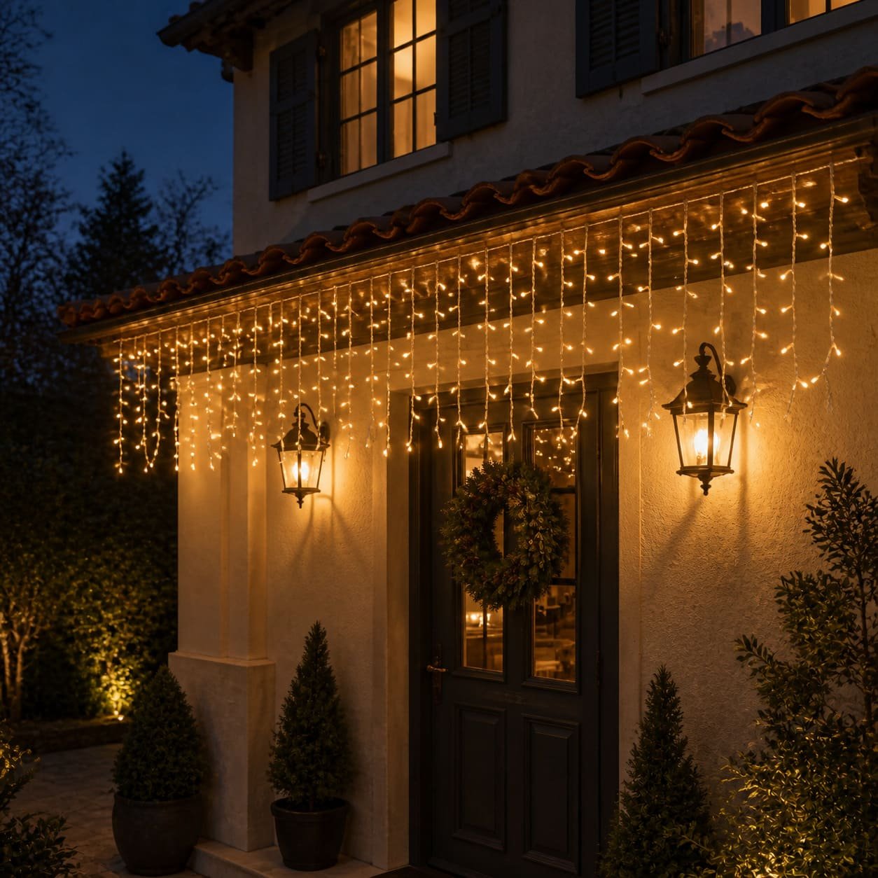 Tenda led natale 10 metri prolungabile da esterno per portico e grondaia
