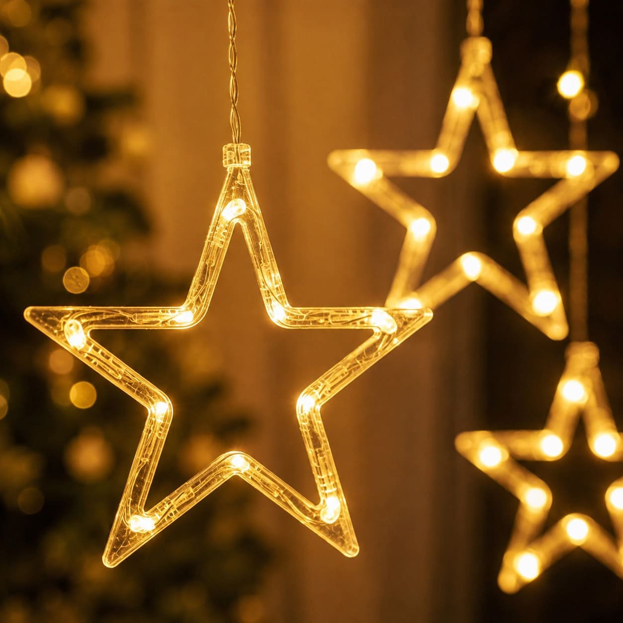 Luci a Stelle e Lune Bianco Caldo a Corrente – Catena Luminosa Prolungabile 8 Modalità Lampeggio, Decorazione Interni Esterni per Matrimonio, Feste, Camera da Letto