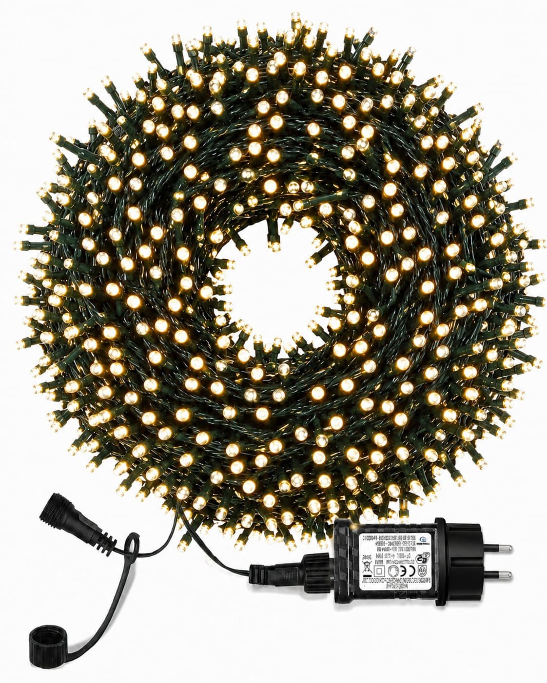 Luci di natale bianco caldo 50 metri prolungabili a corrente