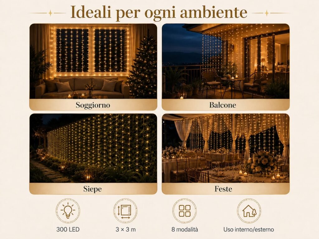 Tenda led 3x3 bianco caldo per ogni occasione
